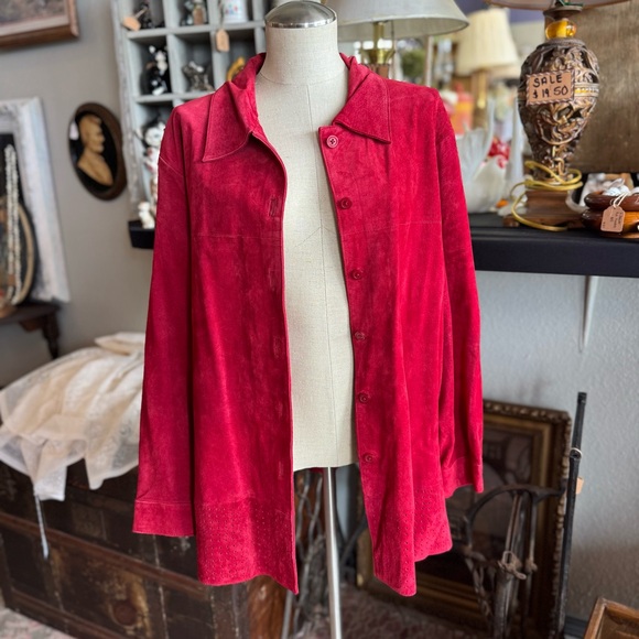 Denim&Co Jackets & Blazers - Denim & Co 90s/Y2K Red Suede Jakcet 1X